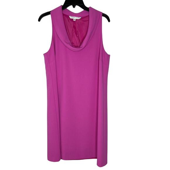 Trina Turk Size 8 Pink Sleeveless Cowl Neck Shift Dress Vibrant Spring Style - Picture 1 of 9